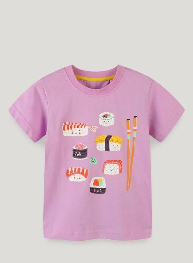 YUNIQEE Purple Printed Short Sleeve Crew Neck T-Shirt