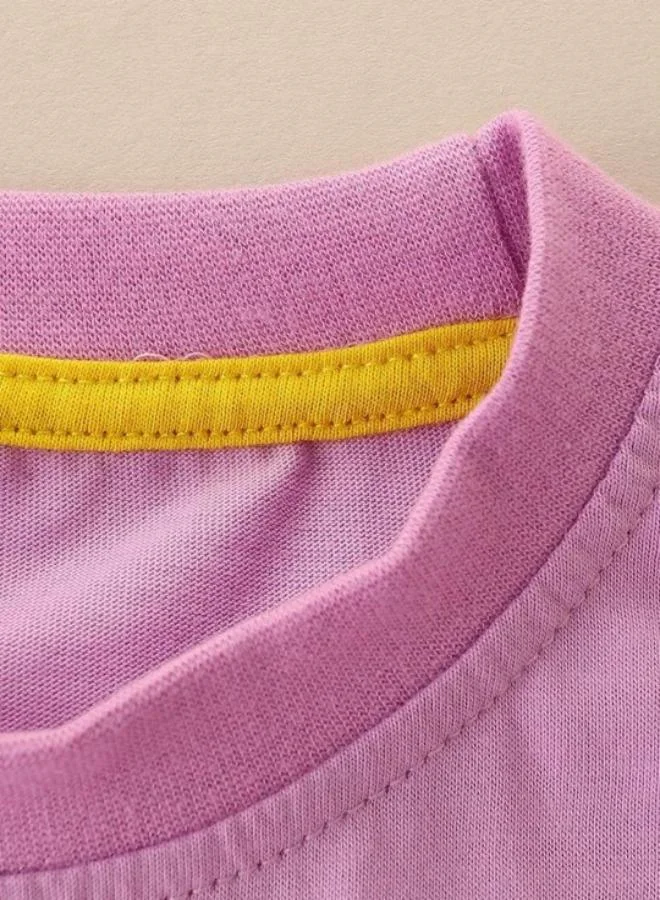 YUNIQEE Purple Printed Short Sleeve Crew Neck T-Shirt