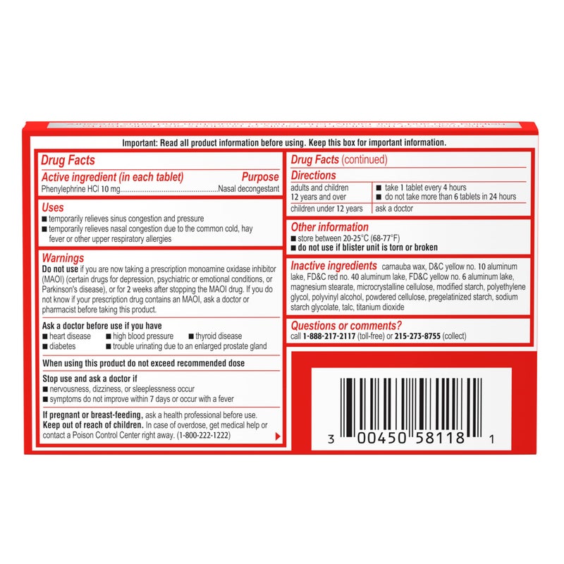 Sudafed أقراص سودافيد بي لعلاج احتقان الجيوب الأنفية، أقصى قوة، غير مسبب للنعاس، 18 حبة - Image 5