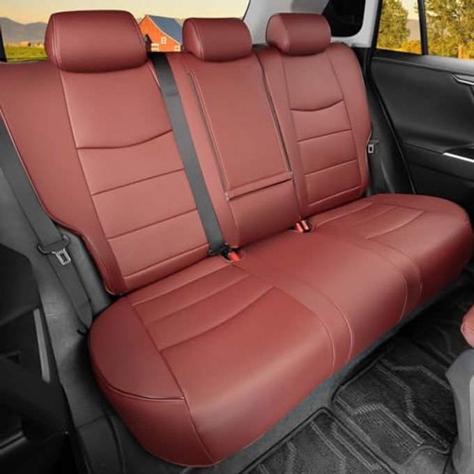 HKZ Rav4 Hybrid Car Seat Cover Set For 2019 2020 2021 2022 2023 2024 Rav4 Hybrid(Not For Xse&2022-2024 Se Hybrid) Leather(Burgundy) - Image 5