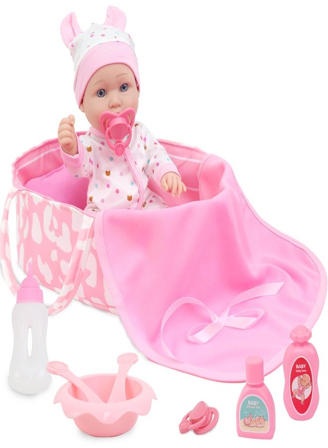 ZITA ELEMENT 12″ Baby Doll Sleeping Basket Set in Gift Box - 13 Piece Soft Baby Doll with Accessories, for Girls Ages 3+ - Image 3