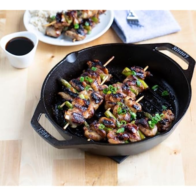 مقلاة شواء بمقبضين من الحديد الزهر 1025 باللون الأسود - Image 4