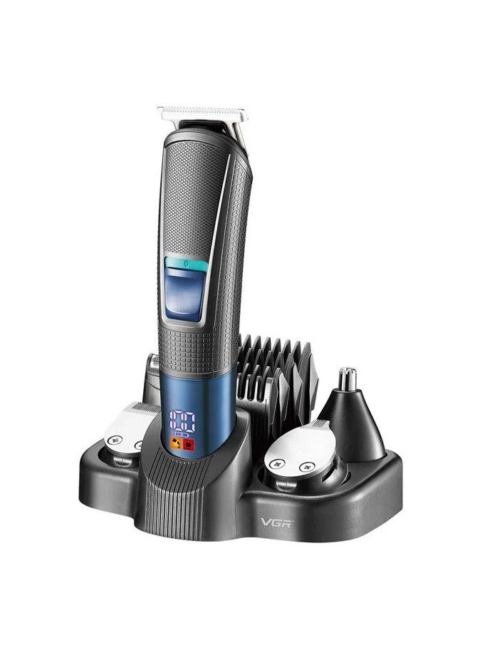 VGR V-108 Professional 10-in-1 Grooming Kit with LED Display, Versatile Men's Shaver, Suitable for Face, Head, Nose, Ear, and Body Grooming, 120-Minute Run Time , 1-Year Warranty BLACK/BLUE - Image 5
