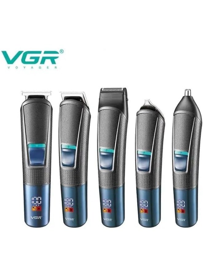 VGR V-108 Professional 10-in-1 Grooming Kit with LED Display, Versatile Men's Shaver, Suitable for Face, Head, Nose, Ear, and Body Grooming, 120-Minute Run Time , 1-Year Warranty BLACK/BLUE - Image 2