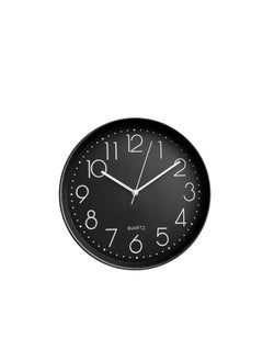 Modern decorative round quartz wall clock large analoge display battery operated for homes and offices 30Cm black - ck22