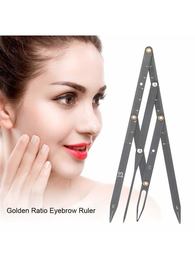 Salmue Eyebrow Ruler with Golden Ratio, Stainless Steel Tattoo Eyebrow Measuring Ruler Eyebrow Caliper, Flexible Semi Permanent Eyebrow Tattoo Designing Shaping Tools - Image 3