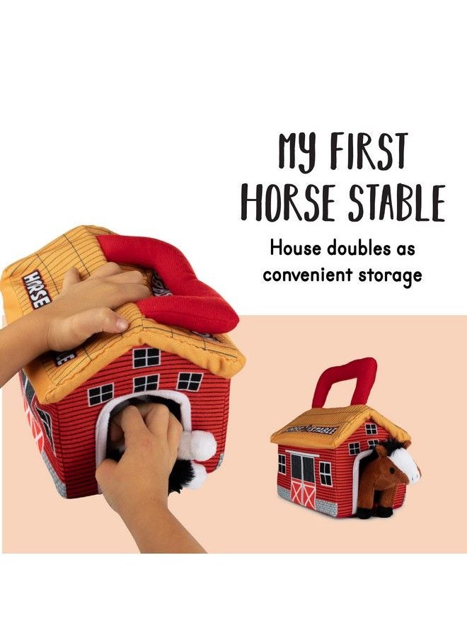 Plush Creations - Talking Plush Horse Toys For Kids. Playset Includes Stable Carrier With 4 Cuddly Interactive Talking And Neighing Plush Toy Horses. Best Gift For Girls Or Boys Toddlers And Babies - Image 1