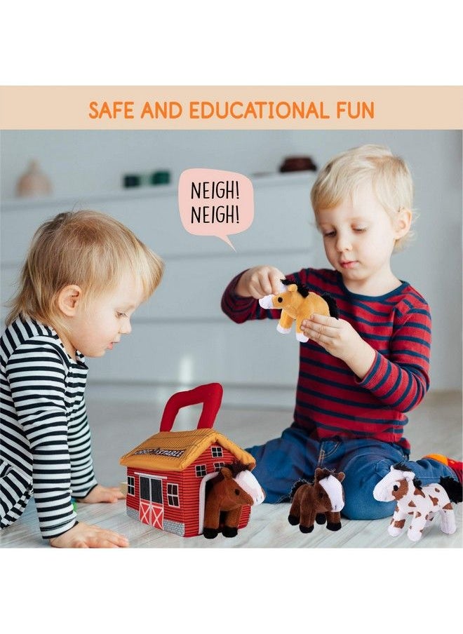 Plush Creations - Talking Plush Horse Toys For Kids. Playset Includes Stable Carrier With 4 Cuddly Interactive Talking And Neighing Plush Toy Horses. Best Gift For Girls Or Boys Toddlers And Babies - Image 1