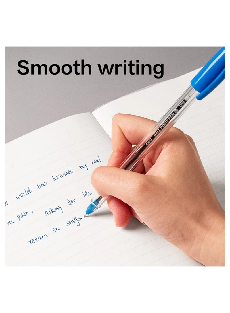 Deli 50-Piece Q99 Ballpoint Pen With 0.7mm Mini Tip Blue Ink - Image 3