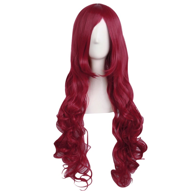 MapofBeauty 32 80cm Long Hair Spiral Curly Cosplay Costume Wig Dark Red