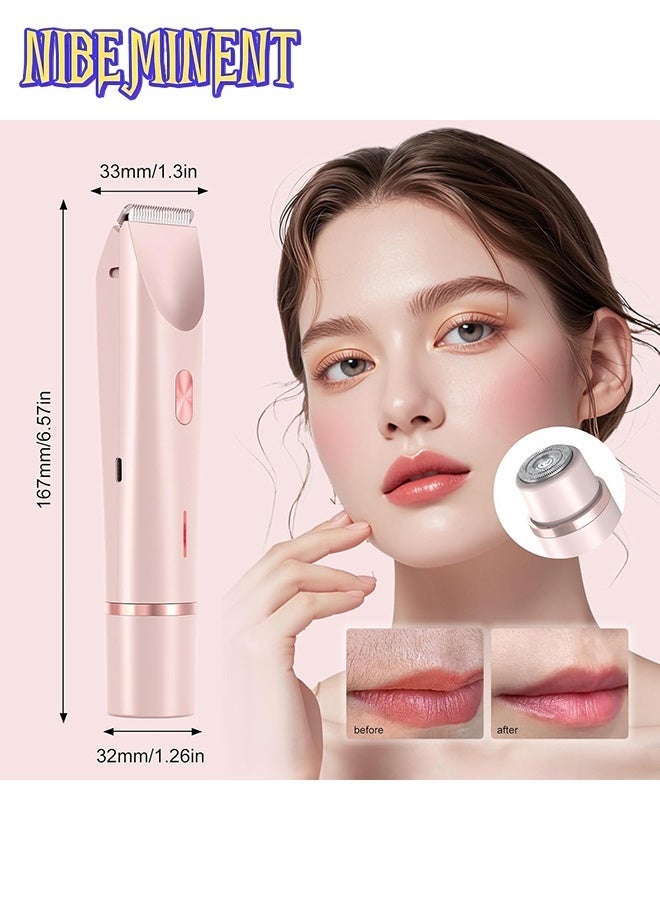 NIBEMINENT Women Bikini Electric Shaver,2 in 1 Dual Head Bikini Trimmer for Women,Cordless Rechargeable & IPX7 Waterproof Electric Razors Wet & Dry Use,Painless Hair Removal(Pink) - Image 3