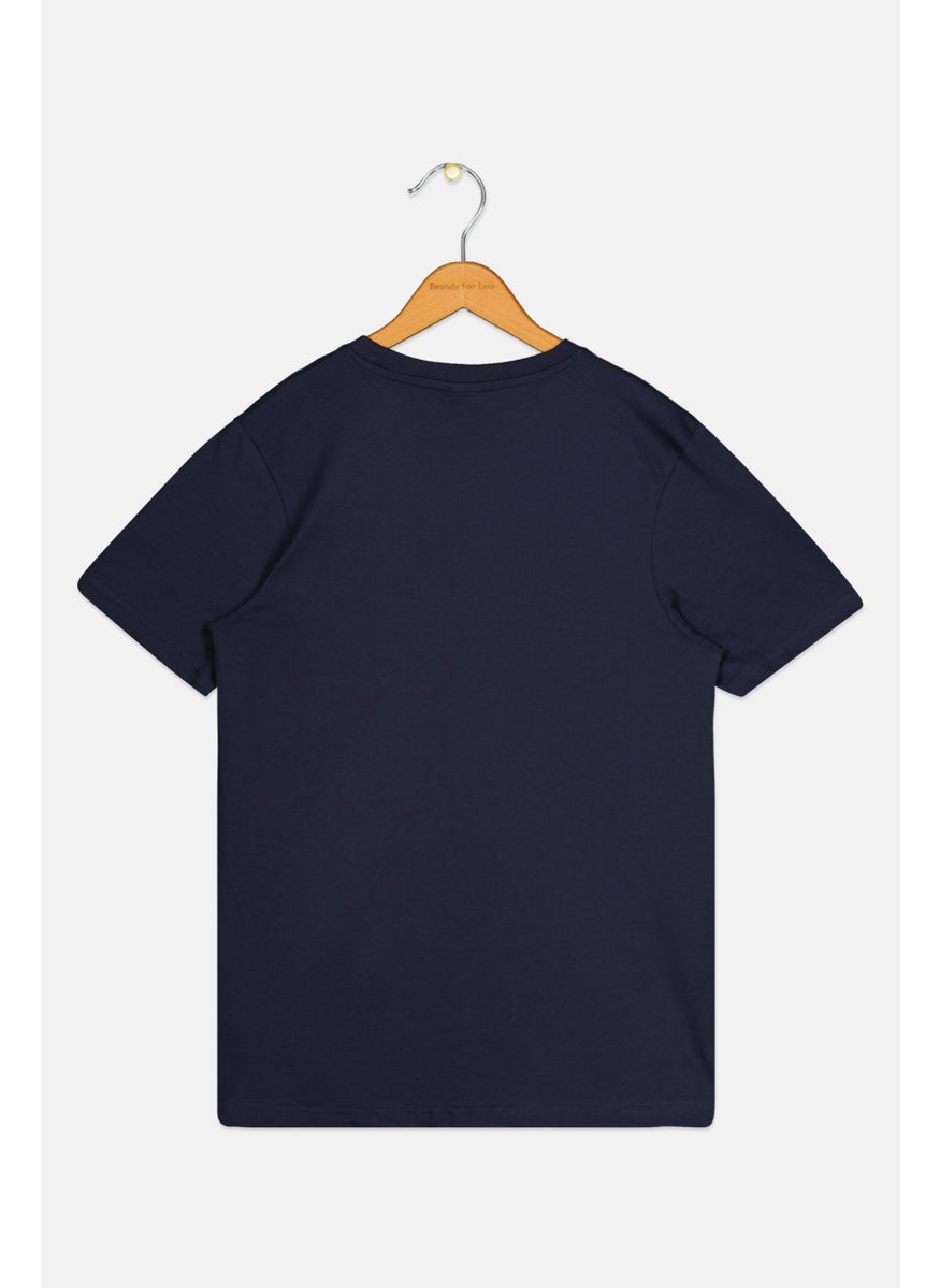 NAUTICA - Kids Boy Short Sleeves Brand Logo T-Shirt, Navy - Image 1