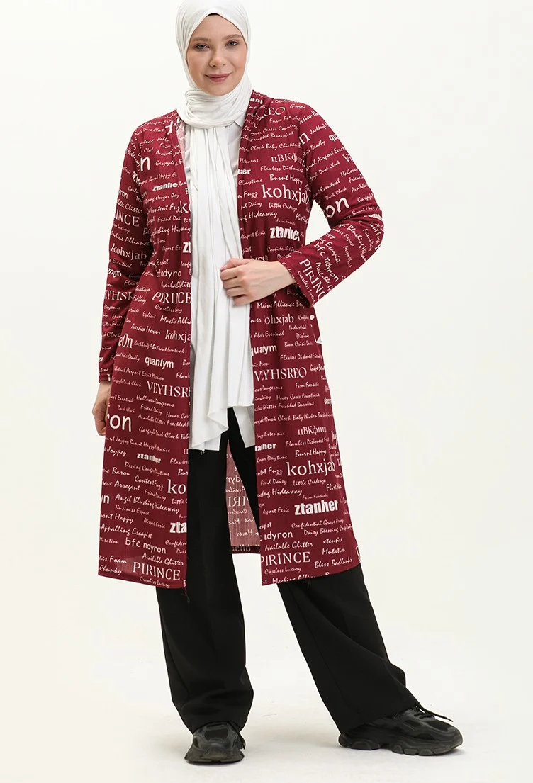 Sefa Merve Large Size Hooded Cape 4707-03 Plum