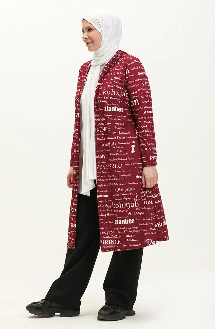 Sefa Merve Large Size Hooded Cape 4707-03 Plum