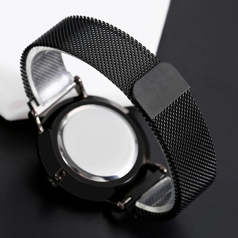 Y&D High Quality Minimalism Thin Men and Women Watch Stainless Steel Magnetic Mesh Strap Quartz Watch Gift Men Wristwatch No logo - Image 4