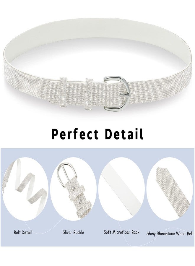 WELROG Women Stretchy Belt for Dresses Retro Elastic Belts for Women Metal Buckle Skinny Waist Belt, White, Fits Waist 32''- 40' - Image 2