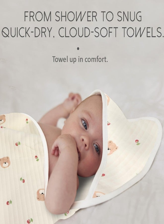 منشفة أطفال لطيفة بغطاء رأس على شكل حيوان، مناسبة للجنسين، مقاس 33 بوصة × 33 بوصة، مصنوعة من القطن بنسبة 100%، فائقة النعومة والامتصاص، مثالية لاستحمام الأطفال حديثي الولادة - هدية رائعة للأطفال حديثي الولادة والأطفال الصغار (بتصميم دب الكرز). - Image 3