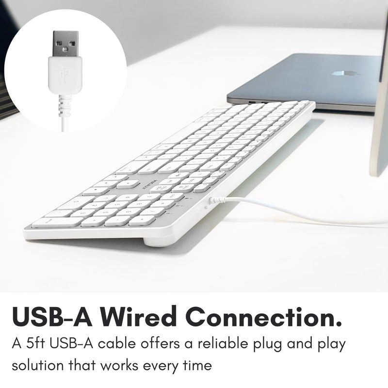 Macally Backlit Wired Keyboard for Mac | Compatible Apple Keyboard with Numeric Keypad | Comfortable All Day Typing, Compatible on MacBook Pro/Air, iMac, Mac mini/Pro - Silver - Image 4
