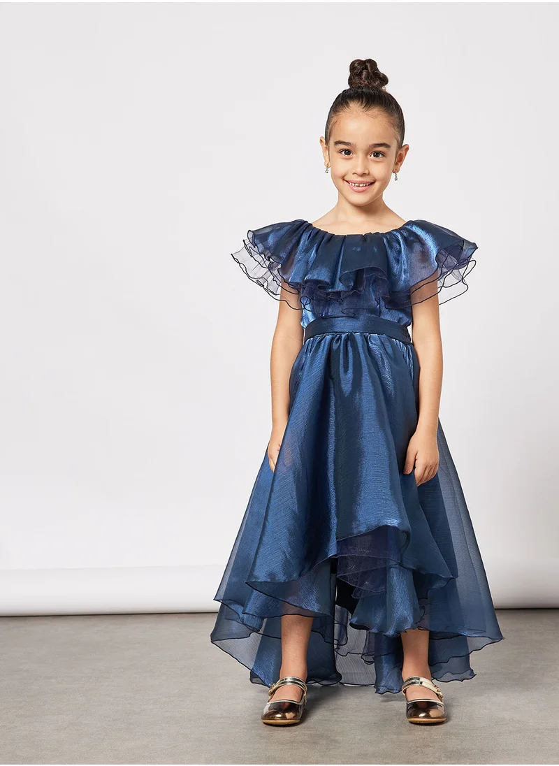 هاوس اوف مودا Kids Layered Ruffle Neck Dress