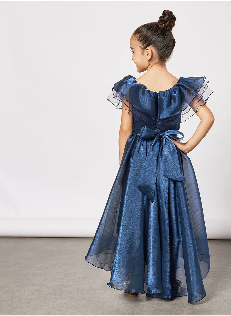 هاوس اوف مودا Kids Layered Ruffle Neck Dress