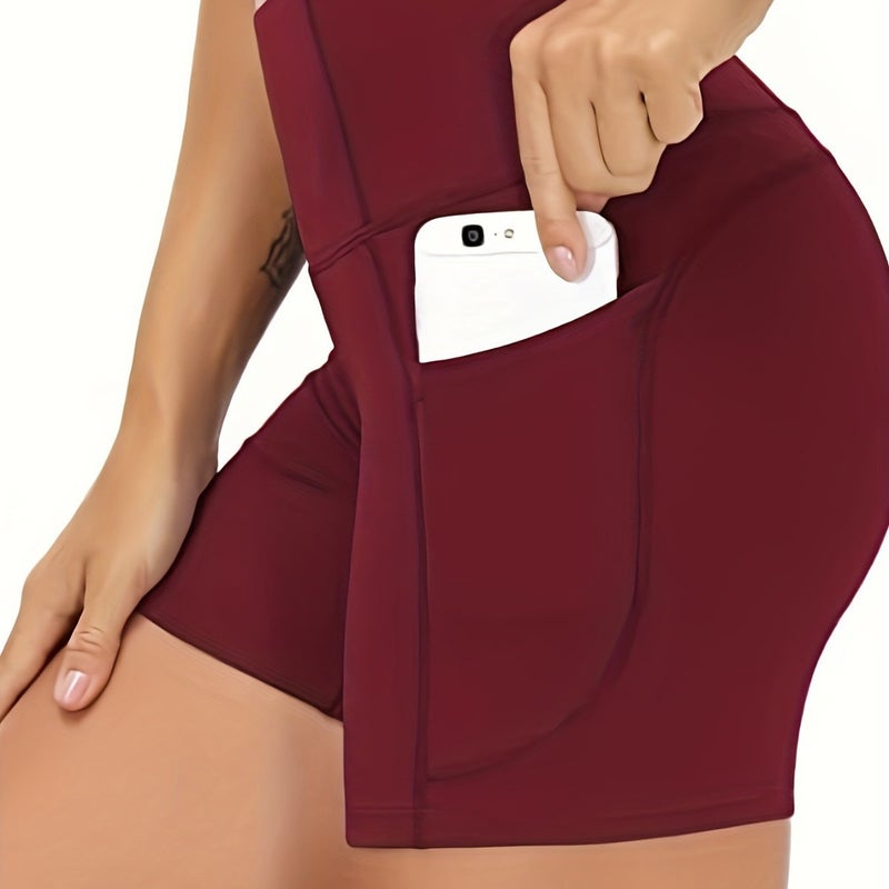 Women's High Waist Yoga Shorts with Pockets - Image 4