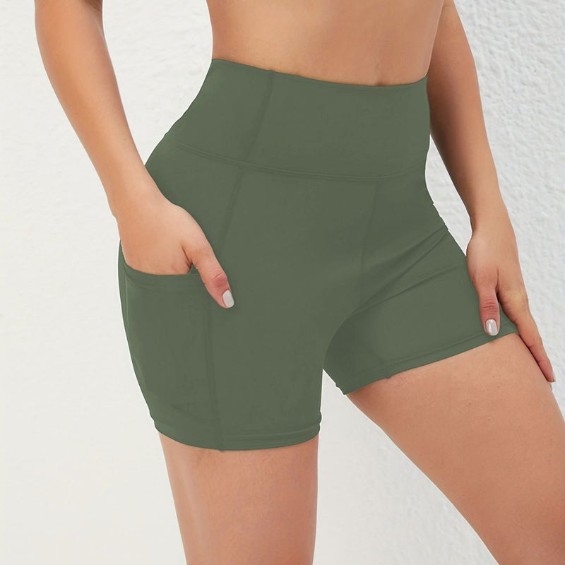 Women's High Waist Yoga Shorts with Pockets - Image 1