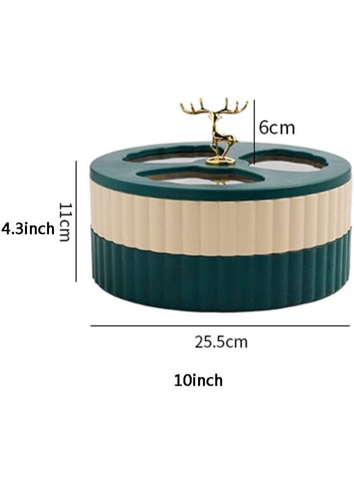 Maitexi Modern Green Double Layer Snack Box – Plastic Candy Dish with 6 Compartments, Rotating Serving Tray for Nuts, Candies, Dry Fruits, Snacks – Elegant Storage Container for Parties, Weddings, Holidays - Image 2
