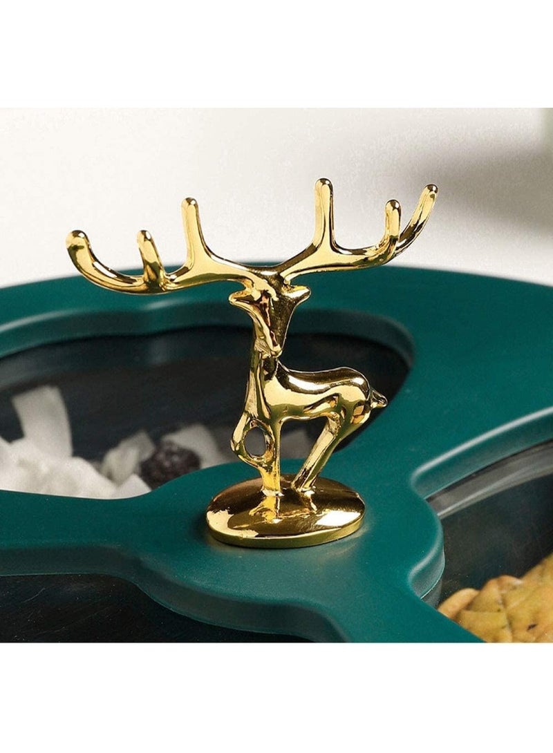 Maitexi Modern Green Double Layer Snack Box – Plastic Candy Dish with 6 Compartments, Rotating Serving Tray for Nuts, Candies, Dry Fruits, Snacks – Elegant Storage Container for Parties, Weddings, Holidays - Image 4