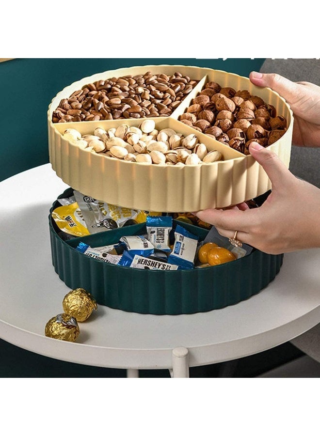 Maitexi Modern Green Double Layer Snack Box – Plastic Candy Dish with 6 Compartments, Rotating Serving Tray for Nuts, Candies, Dry Fruits, Snacks – Elegant Storage Container for Parties, Weddings, Holidays - Image 5