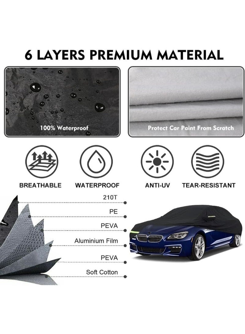 Zipporah 6-Layer Luxury Waterproof Dustproof Car Cover for 2012-2026 BMW 7 Series with Locks, glowing straps and Zipper Lock - Image 2