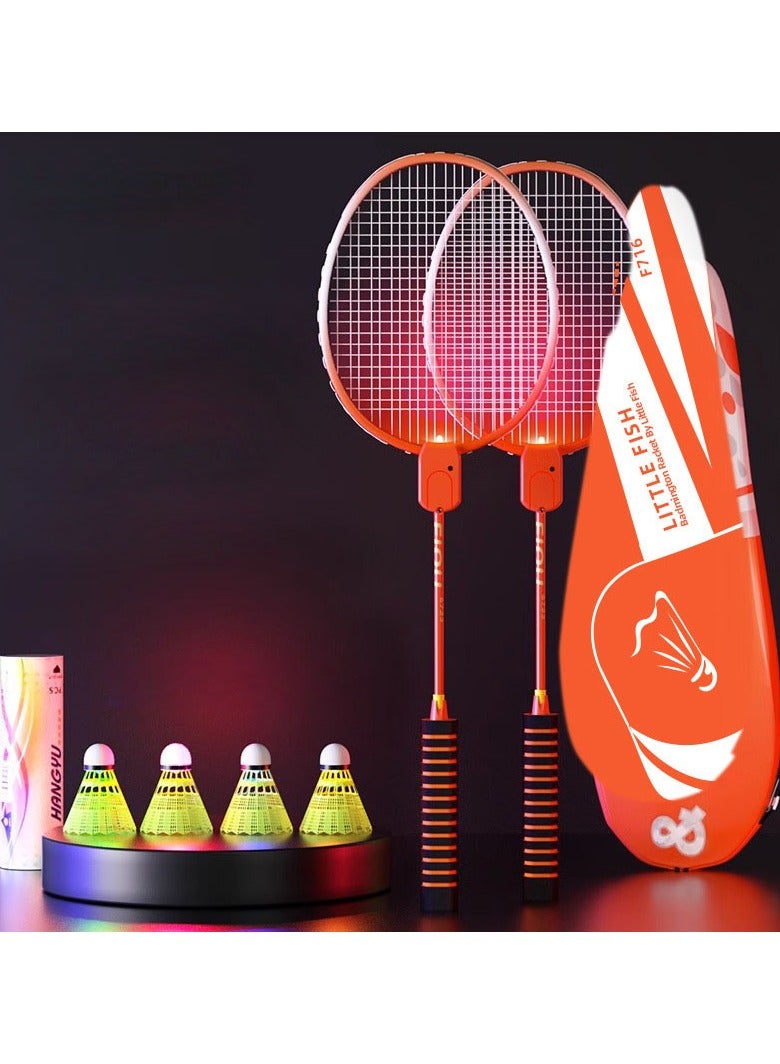 KUYING A Pair Of Badminton Rackets With Lights And 4 Glowing Shuttlecocks