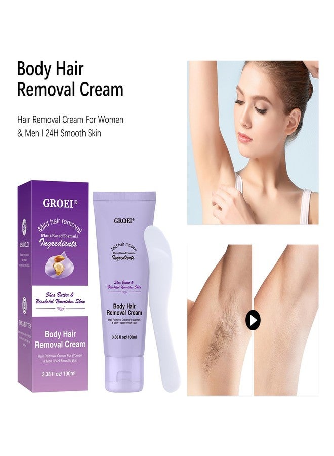 GROEI Facial Hair Removal Cream for Women, Body Hair Removal Cream with Spatula Applicator, Painless Gentle Depilatory Cream for All Skin Types - Image 2