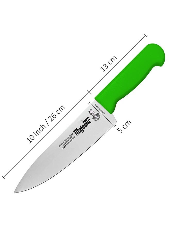 Majestic Majestic 10-Inch Chef Knife –Green, Japanese High Carbon Stainless Steel, Razor-Sharp Edge, Ergonomic Non-Slip Handle, Safe Bolster & Heel – Ideal for Precision Cutting, Chopping, Slicing & Dicing – Dishwasher Safe  - Image 4