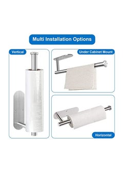 Generic Under Cabinet Paper Towel Holder Wall Mount Self Adhesive Under The Counter Paper Tower Holder Stainless Steel Tissue Roll Holder for Kitchen Organization Bathroom Farmhouse Countertop  - Image 2