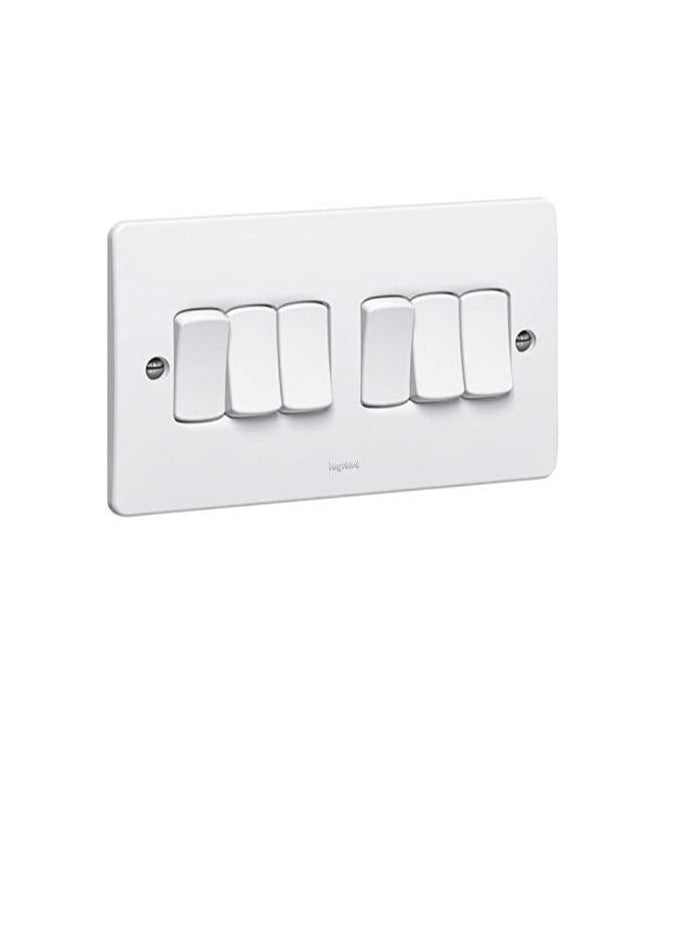 Legrand LEGRAND 730006 SWITCH SYNERGY 6 GANG 2 WAY 10 AX 250 V WHITE  - Image 1