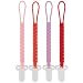 Slotic 4Pack Silicone Pacifier Clips with a Woven Rope Shape for Baby Boys and Girls Flexible and RustFree Holders for Teething Relief and Baby Essentials Safe for Newborns Pink - Image 2