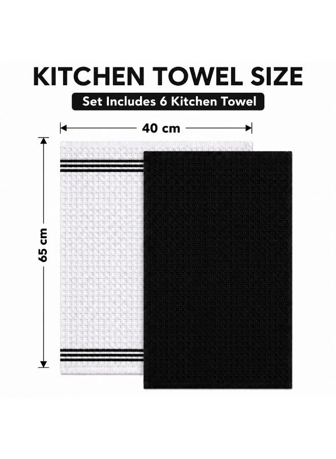 Bliss Casa Bliss Casa Kitchen Towel Set Pack of 6 (40 x 65 cm) - Cotton Dish Towels, Durable Cleaning Cloths, Highly Absorbent Durable Multipurpose Bar Towels & Dish Cloths