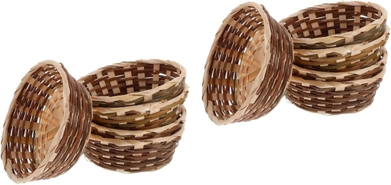 Hand Woven Fruit Basket Set Of 2 Lightweight Decorative Storage For Kitchen Home - Image 1