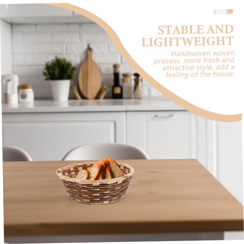 Hand Woven Fruit Basket Set Of 2 Lightweight Decorative Storage For Kitchen Home - Image 5