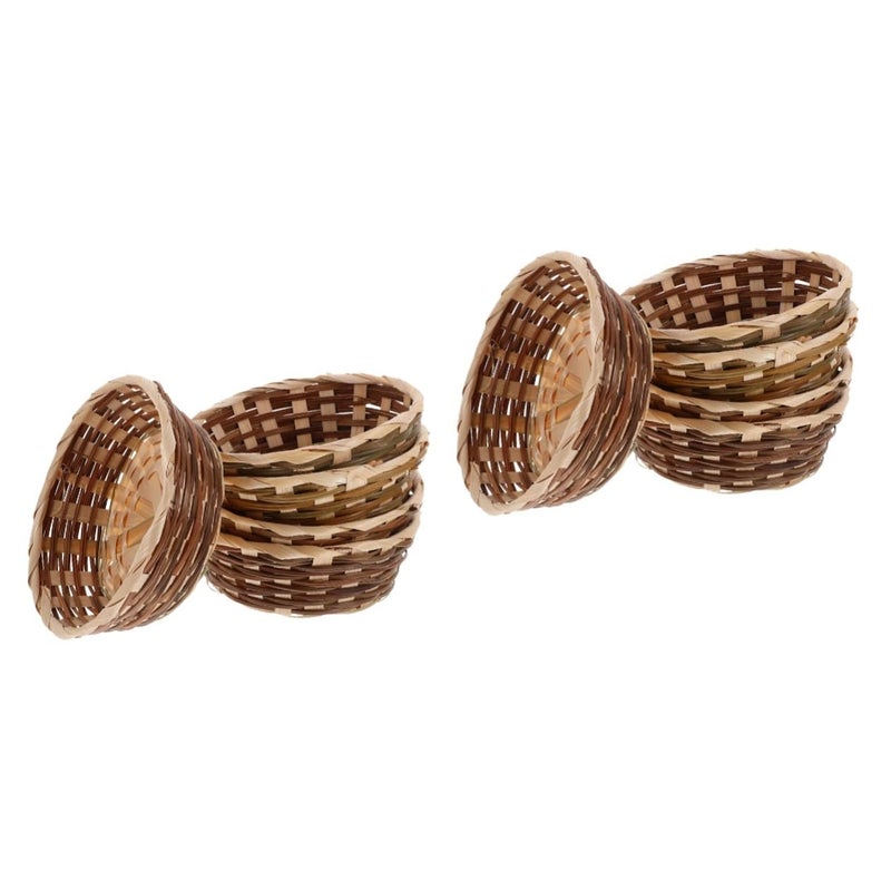 Hand Woven Fruit Basket Set Of 2 Lightweight Decorative Storage For Kitchen Home - Image 2
