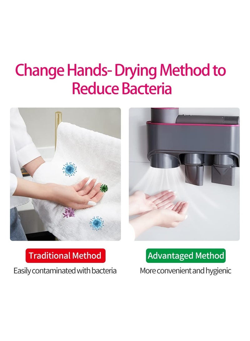 Hair Dryer Holder for Dyson Supersonic, Self Adhesive 2 in 1 Multi-Function Blow Dryer Holder and Hand Dryer Adapter for Home Bathroom Punch Free Dyson Hair Dryer Holder - Image 2