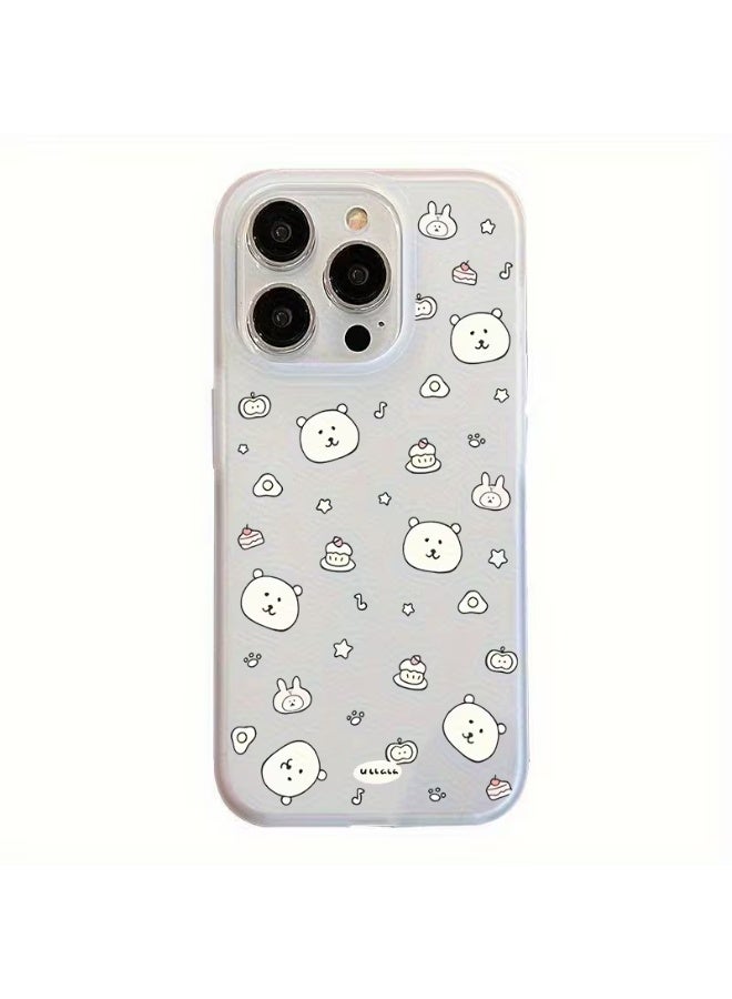 Temu A scratch-resistant phone case with a cute bear design, transparent and secure, cartoon design, high-quality color artwork, durable material, stylish and comfortable protection, compatible with iPhone 15 Pro