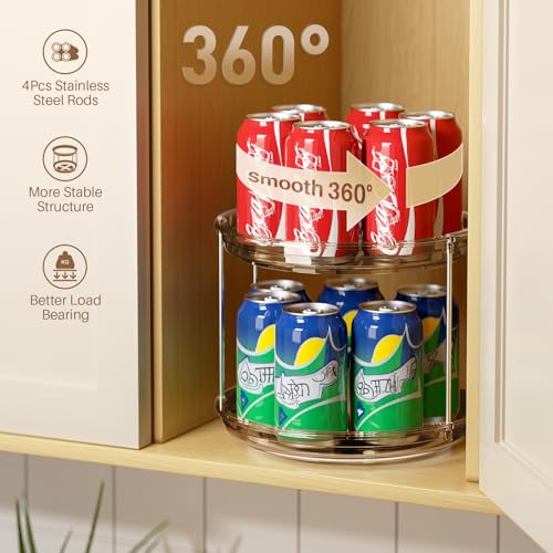 LAMU 2 Tier Lazy Susan Turntable Organizer 925 Rotating Spice Rack Organization for Cabinet Kitchen Pantry Countertop Bathroom Vanity Medicine Cabinet Organizer Amber - Image 3