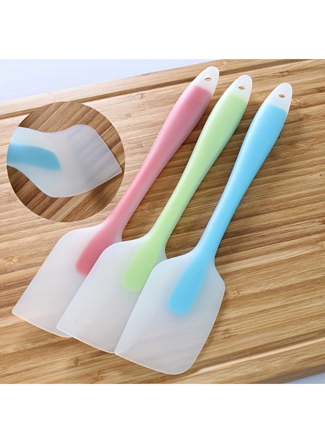 3pcs Silicone Spatula Set , Small Size with Semi-Transparent Handle, Buttercream Spreader, Cake Baking Smoother, Kitchen Cooking Tool,Suitable for Baking and Salad Mixing - Image 1
