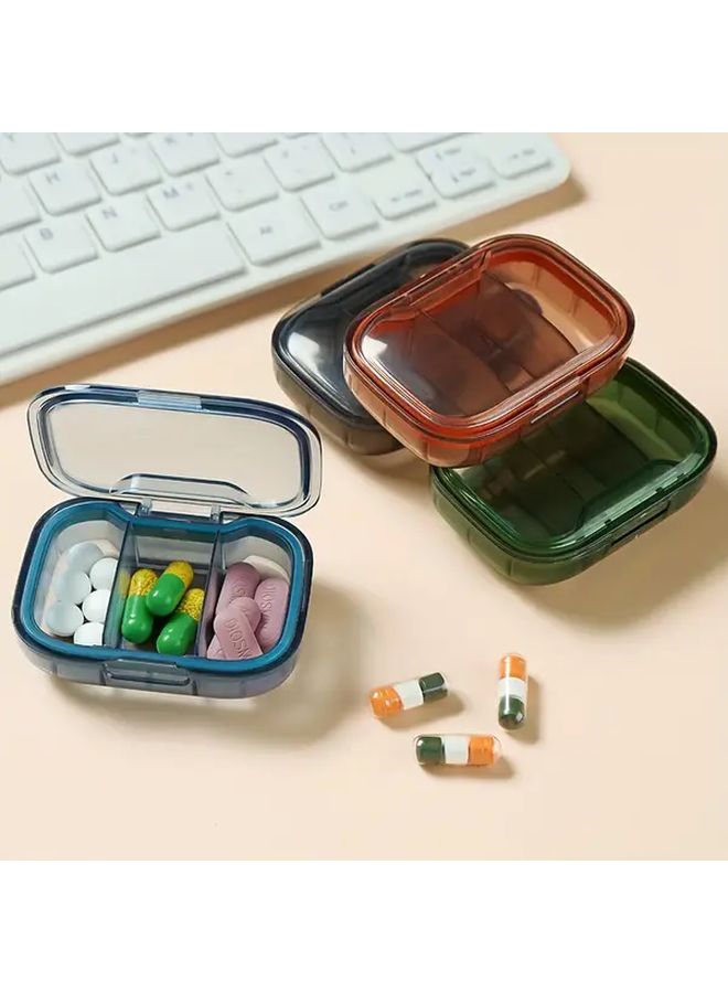 Blue Portable Mini Pill Case 3 Compartment Weekly Medicine Organizer Tablet Container - Image 1