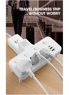 SHIXIN Multi-plug power adapter, expansion socket, 3-way universal socket with independent switch control, 2-way USB interface and 1-way Type-C smart fast charging, suitable for home office, safe and durable  - Image 4