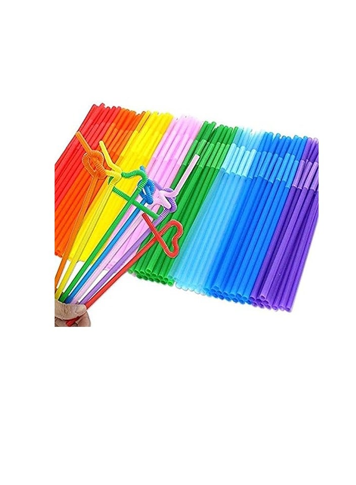 Cool Baby Colorful 100Pcs/Batch Plastic Flexible Bendable Straws One Size - Image 2