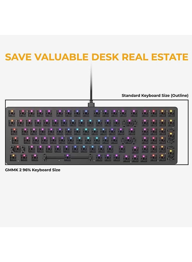 Glorious Gaming Gmmk 2 Full Size (96%) Barebones (Frame Only) - Mechanical Gaming Keyboard Frame, Full Size (96%), Aluminium, Customisable, Per Key Rgb, American/Ansi Layout - Black - Image 4