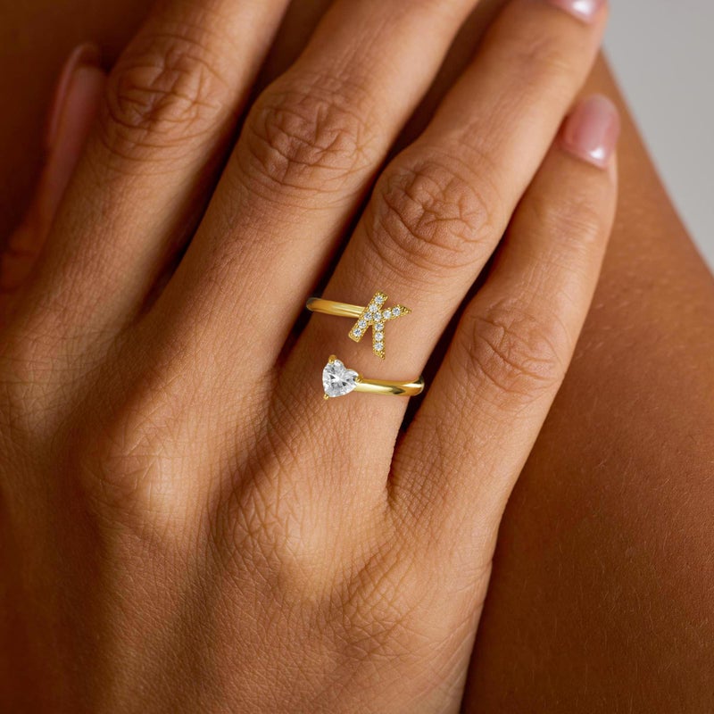 Treasure Bender Initial Rings for Girls Women - 14K Gold Plated Letter A Initial Ring for Girls Teen Girl Gifts Trendy Stuff, 5 6 7 8 9 10 11 12 13 14 15 16 Year Old Girl Birthday Gifts - Image 4