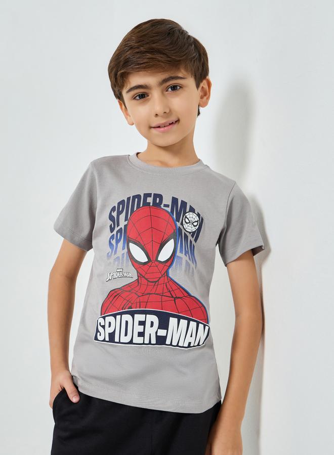 Styli Boys Grey Spider-Man Cotton T-Shirt - Image 1